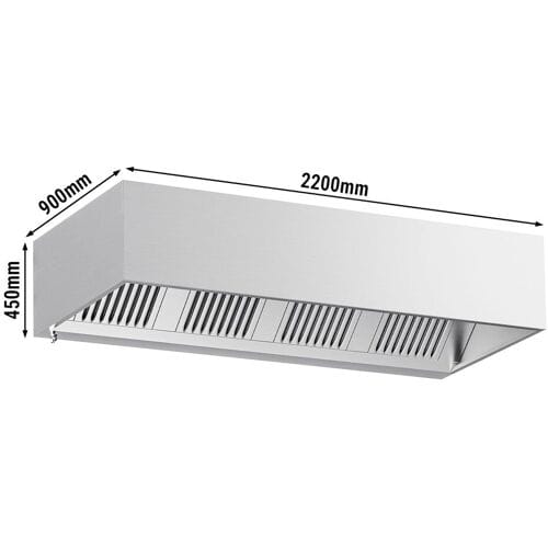 GGM Gastro Kastenhaube - 2200mm - mit Filter & Lampe Zilver