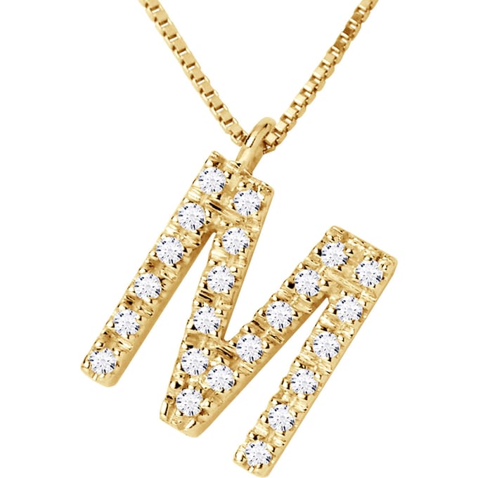 Collar ABC Diamonds 0,12 Cts LETTER "M" Yellow Gold 18k