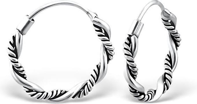 Montebello Oorbellen Adelina - Zilver Geoxideerd - Bali - 1.5mm - ∅14mm
