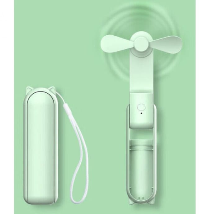 Draagbare Mini Ventilator - Opvouwbaar - Handventilator - Klein handmodel met USB-oplaadbare batterij - Zachte ventilatorbladen - (Groen)