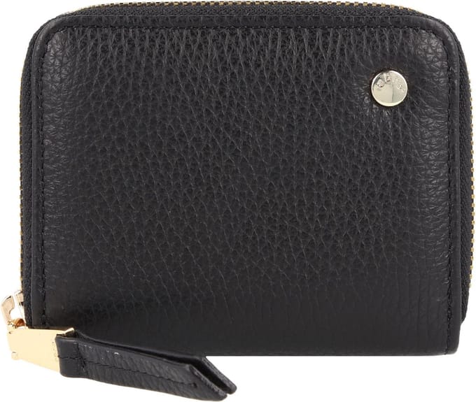 abro Leren Portemonnee Leather Adria Zip Wallet Black / Gold Zwart