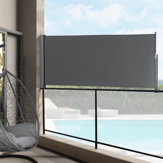 Uittrekbare windscherm oprolbare terrasscherm 1,4x3 m grijs