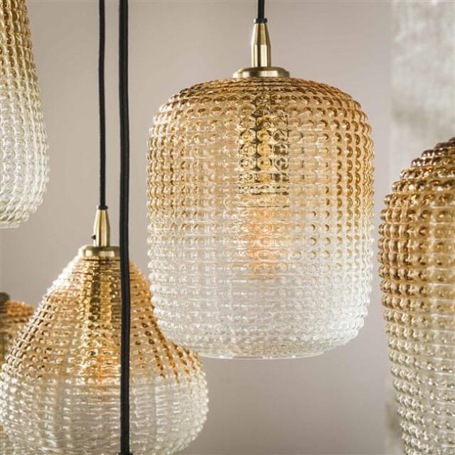 Hoyz Collection - Hanglamp 5+4 Dot Pattern - Amberkleurig Glas