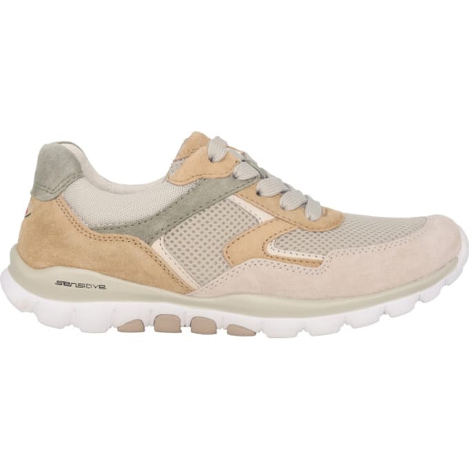 Gabor rollingsoft sensitive 86.964.60 - dames rollende wandelsneaker - Beige - maat 37 (EU) 4 (UK)