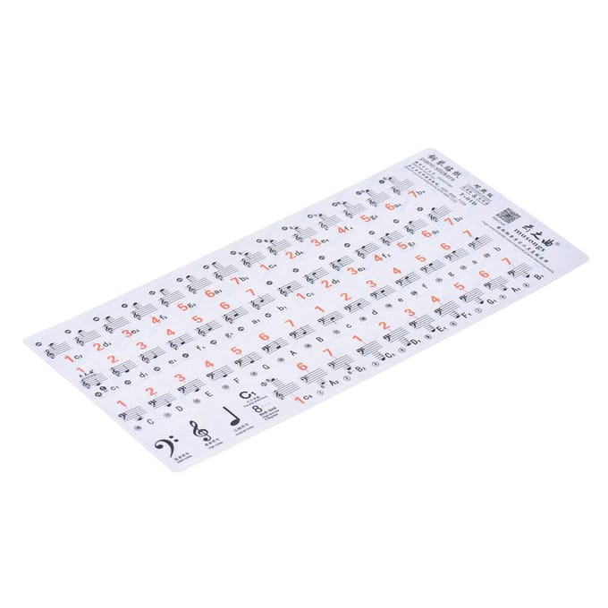 Transparante piano notenbalk sticker voor 37 49 61 88 toetsen toetsenbord gray