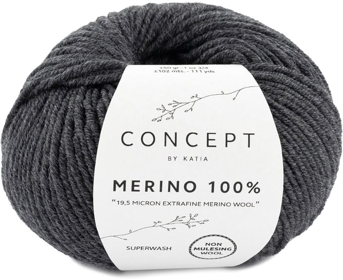 Katia Concept Merino 100% - 503 donkergrijs - Wol Garen