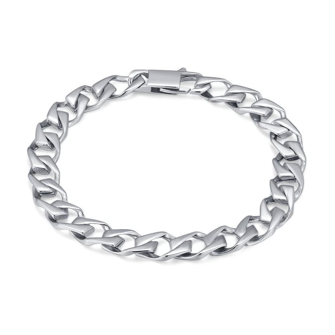 Twice As Nice Armband in edelstaal, platte open schakel 21cm