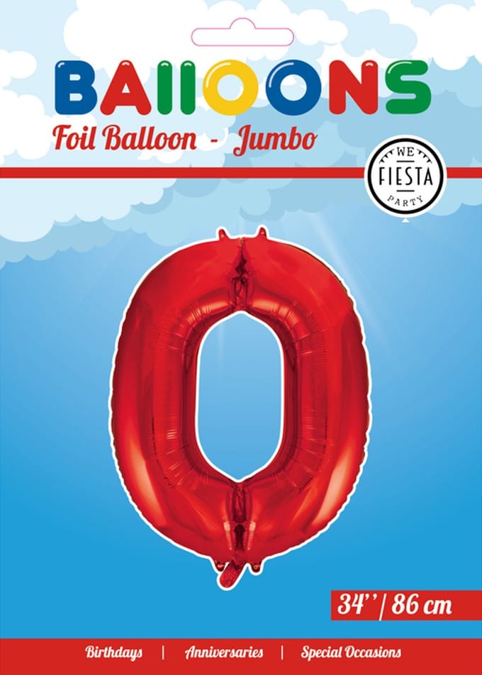 Folieballon 34" nmr. 0 - Rood