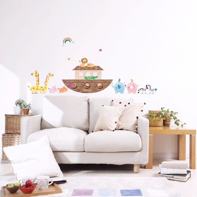 Muurstickers met de afbeelding van de Ark van Noach als decoratie.