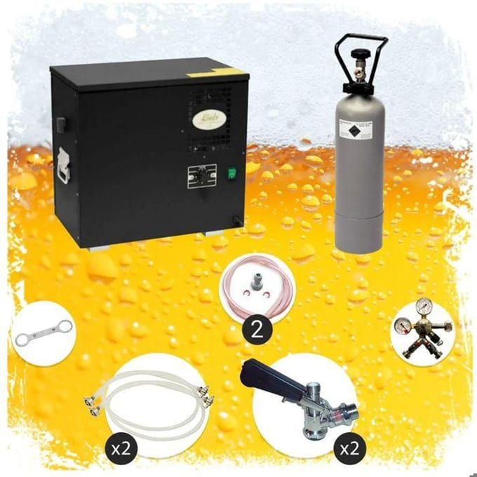 Bierwaterkoeler, AS-40, 2-kraans, Waterkoeler - Biertap, Beertender, Thuistap, Bierkoeler, Type D, NC Adapter