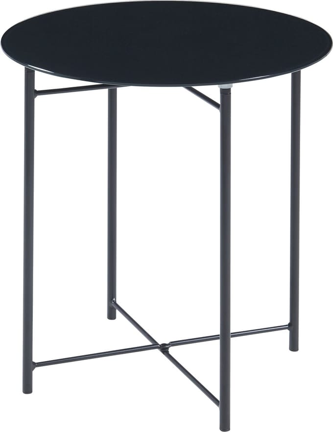 Bijzettafel Ödeshög rond glas 45xØ42 cm zwart [en.casa]