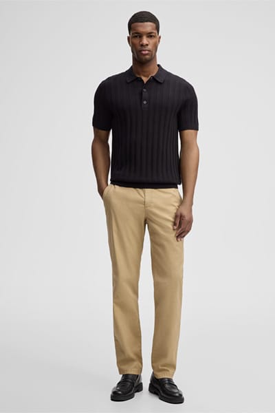 Gebreid poloshirt Robas met zijde, zwart