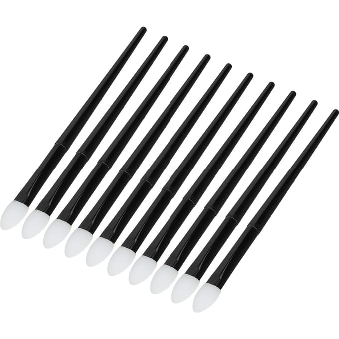 10 stuks Siliconen Oogschaduwborstel Zacht Herbruikbaar Langdurig Siliconen Glitter Applicator Lippenborstels black