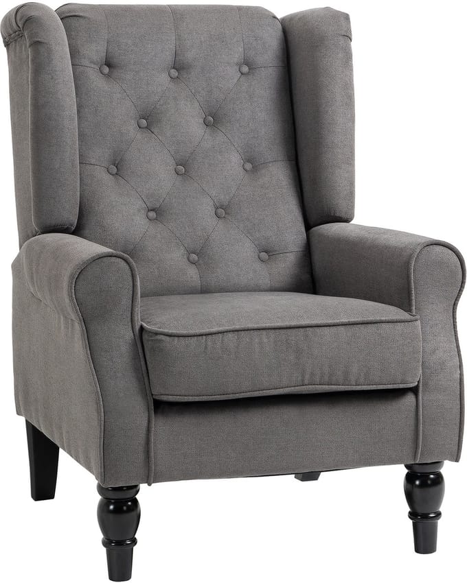 HOMCOM-Einzelsessel-Polyester, Holz-74L x 86B x 102H cm-Dunkelgrau