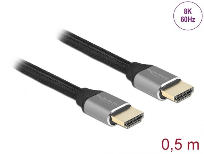 Delock Ultra High Speed HDMI Cable 48 Gbps 8K 60 Hz grey 0.5 m certified