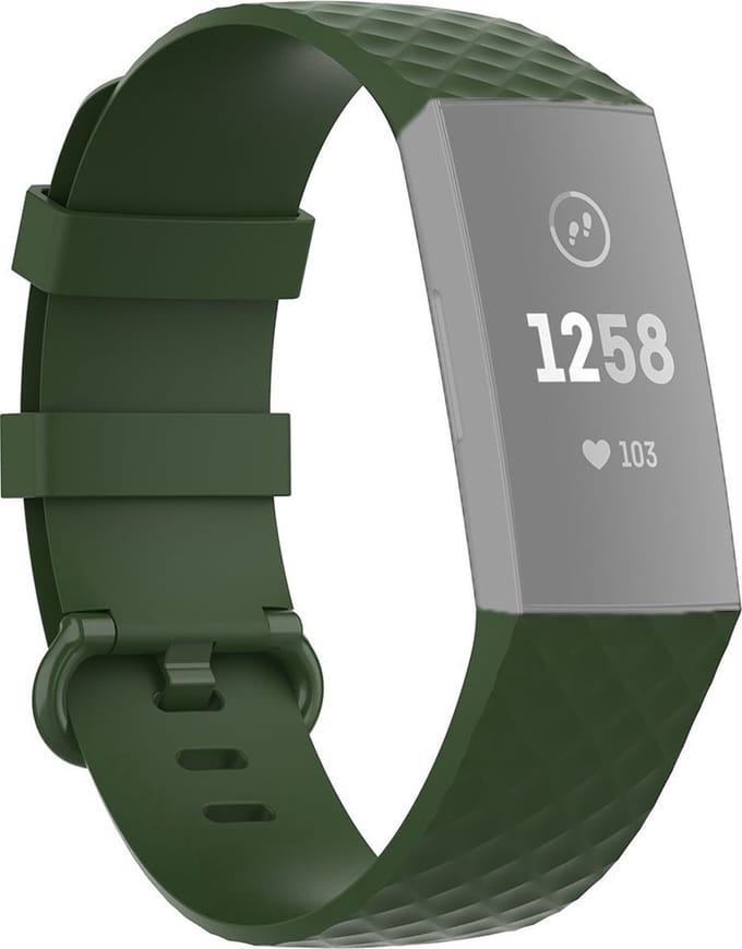 New Age Devi - Siliconen bandje geschikt voor Fitbit Charge 4 en 3 - Groen - Maat ML