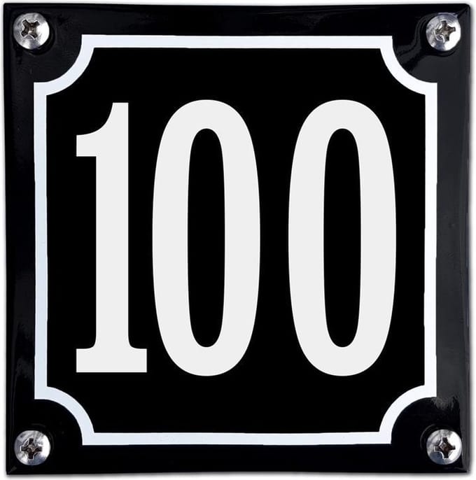 Zwart emaille huisnummer  - 100
