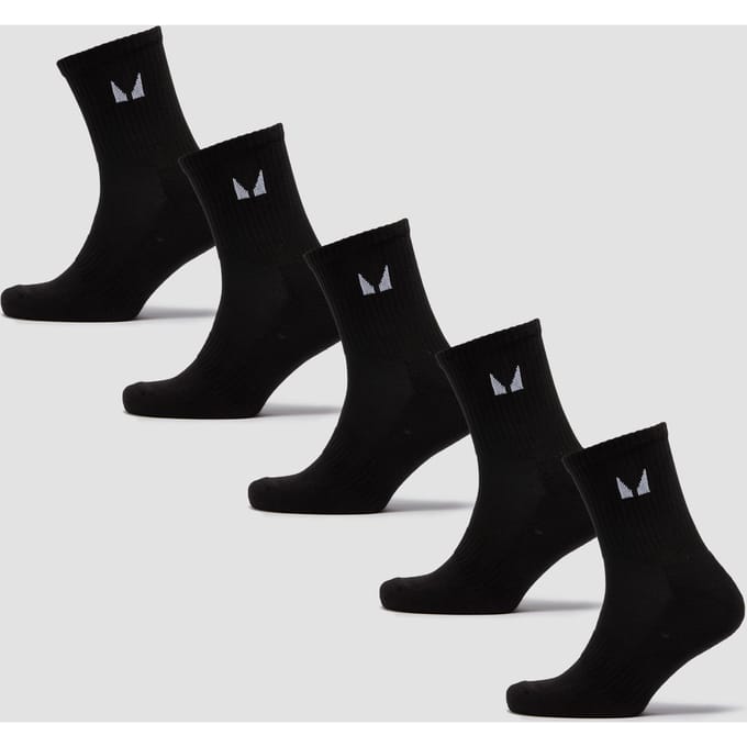 MP Unisex Crew Socks (5 Pack) - Black - UK 2-5