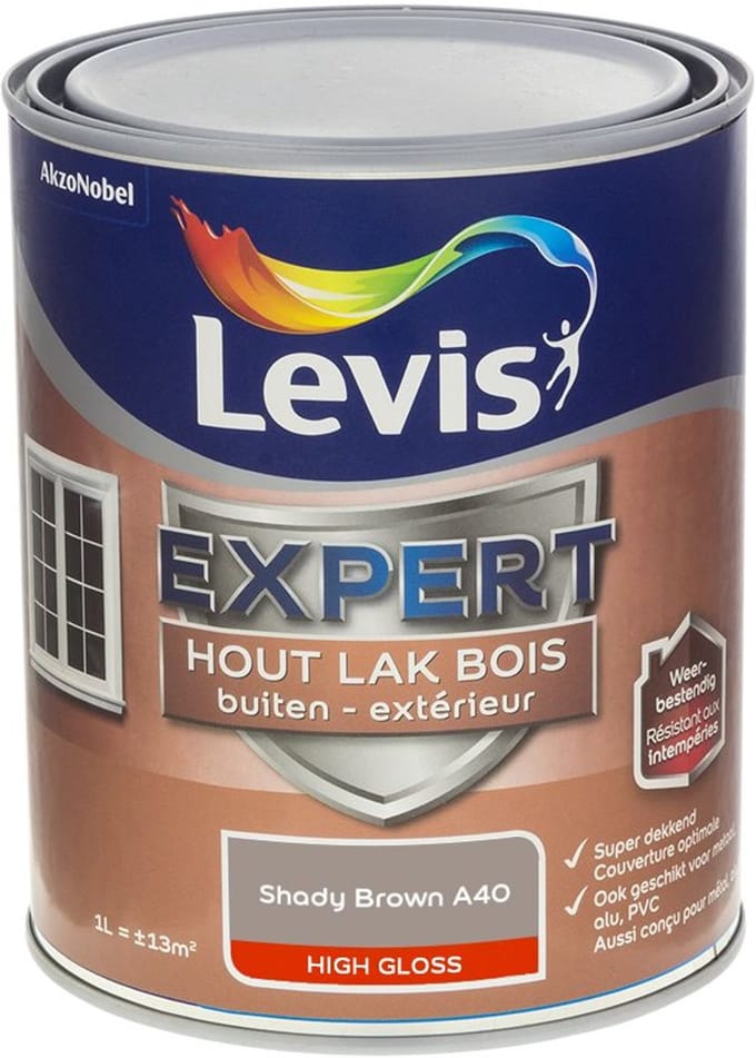 Levis - Expert Hout Lak Buiten High Gloss Mix - Shady Brown A40 - 1 L