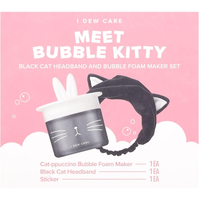 I Dew Care, ensemble de 3 bandeaux pour cheveux et mousse à bulles Bubble Kitty Black Car white