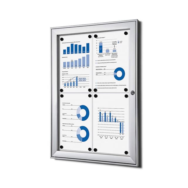 Vergrendelbaar notitiebord indoor zilver 4x a4