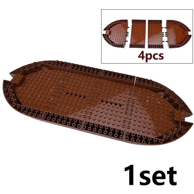 Dly Bruine Oceaanboot Plastic Bouwstenen 8X16X2 Romp Dekplaat Educatief Scheepsmodel Speelgoed Voor Kind Compatibel Met 95227