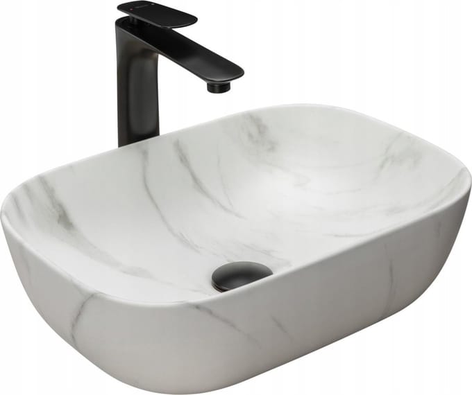 Rea Belinda Marble Marble Mat Opzetwastafel Steen Imitatie 46,5x33,5 cm