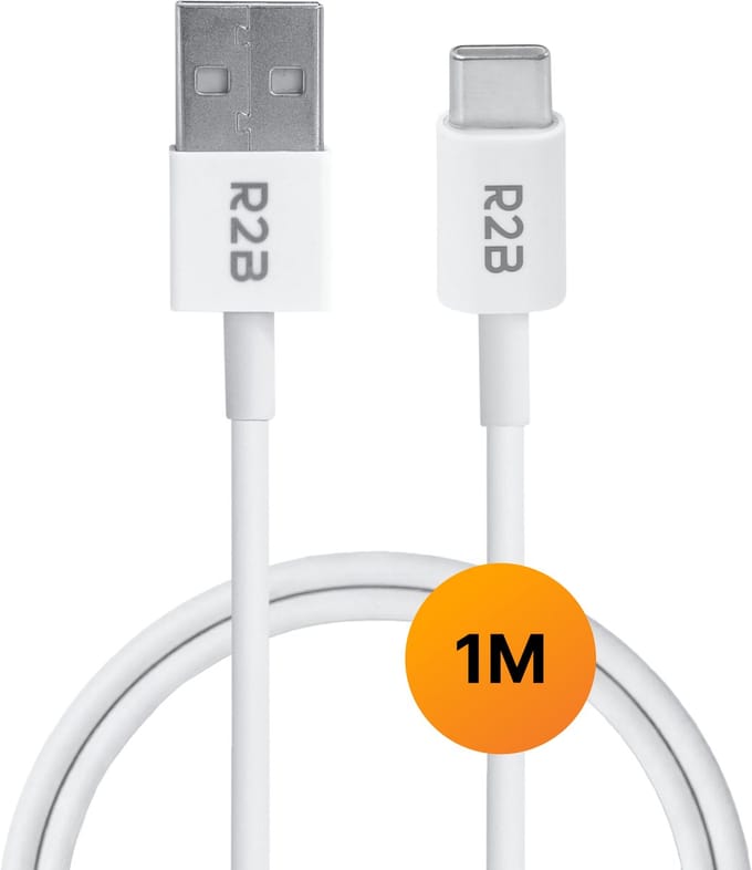 R2B USB A naar USB C Kabel - 1 Meter - USB-C kabels - USB-C oplader - Oplaadsnoer - Oplaadkabel - Snellader - Power Cable