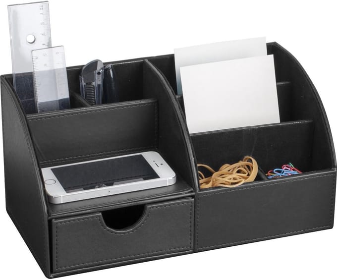 Luxe Bureau Organizer Set PU Leer - Schrijfplanner met 5 Vakken en Onderlegger