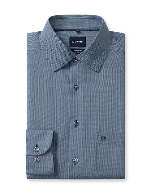 OLYMP Luxor Overhemd, Comfort Fit, New Kent, Marineblauw