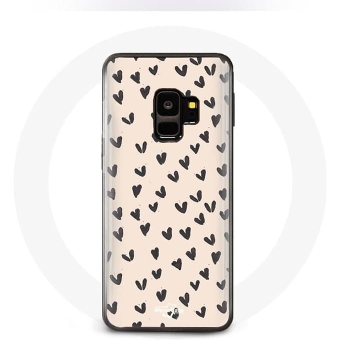 Coque pour Samsung Galaxy S9 plus Fond de texture abstraite coeurs noirs