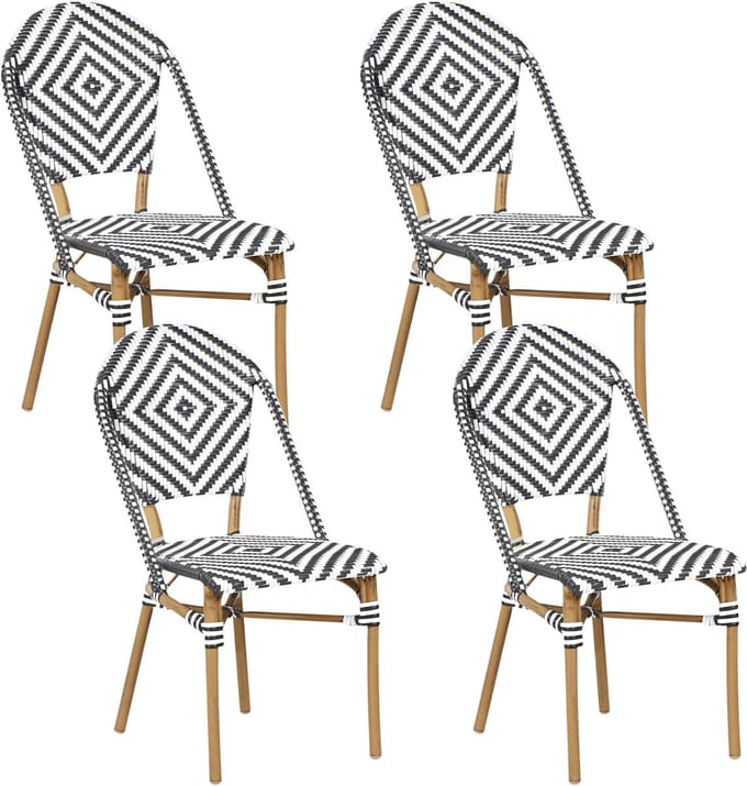 RIFREDDO - Tuinstoel set van 4 - Zwart - PE rotan