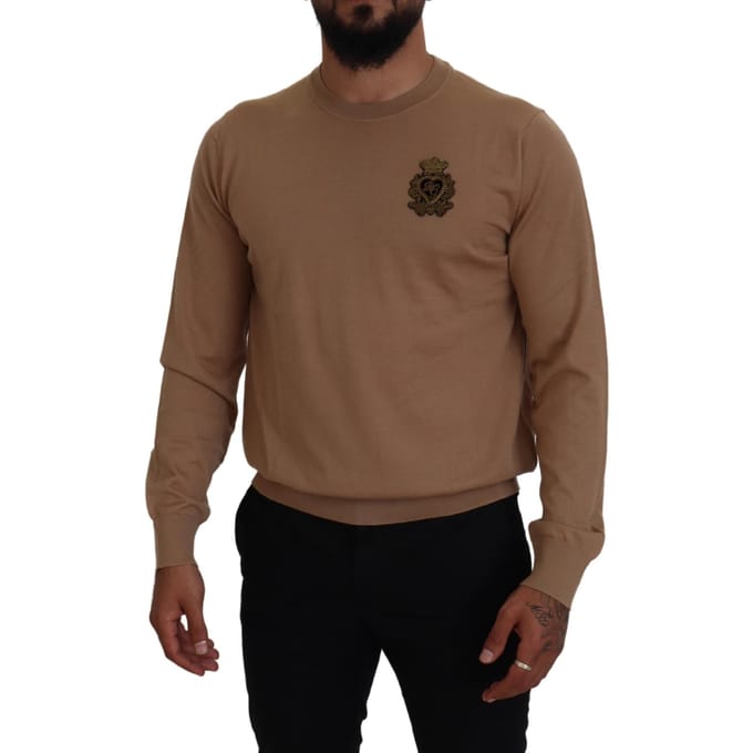 Crewneck Trui Beige Embleem
