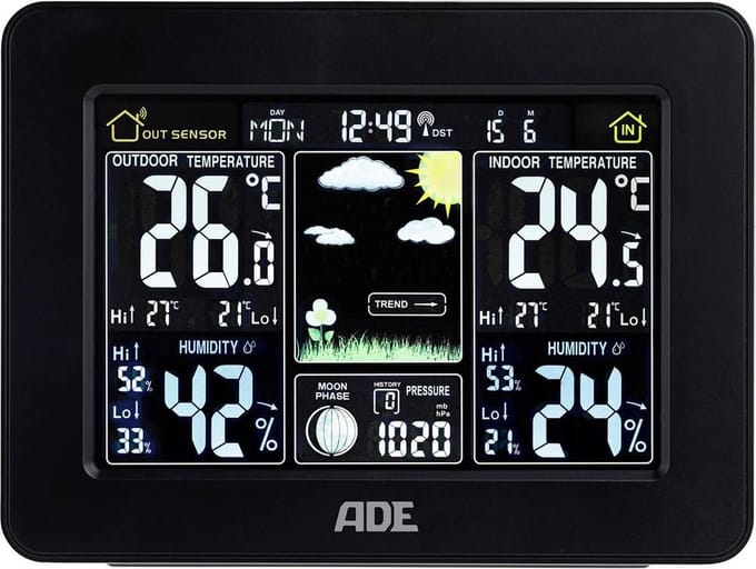 ADE mit Außensensor WS 1503 Draadloos weerstation Verwachting voor 1 dag