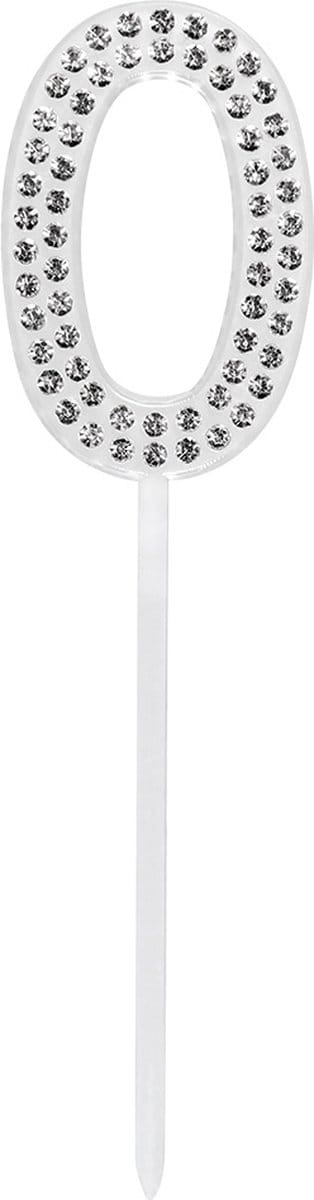 Boland - Diamanten taarttopper '0' (2.5 x 10.5 cm)