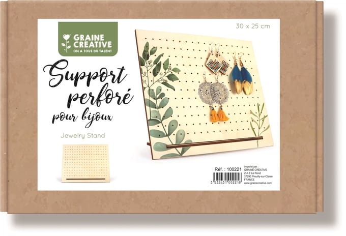 Graine Creative houten sieraden bord oorbellen standaard 30x25x8 cm.