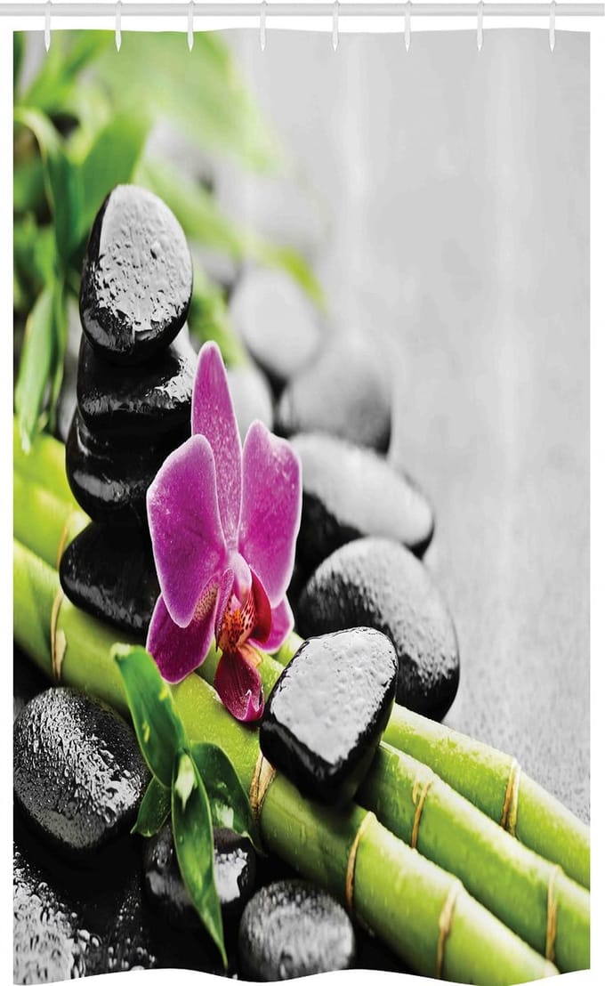 ABAKUHAUS Felsen douchegordijn – 120x180 cm – basalt bamboe – multicolor