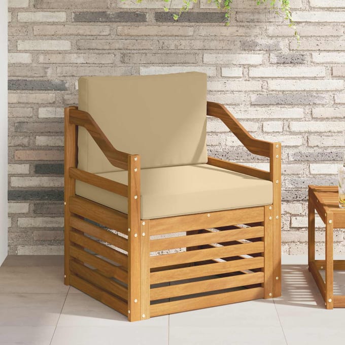 vidaXL - Buiten - bank - set - Massief - Acacia - Hout - en - Polyester