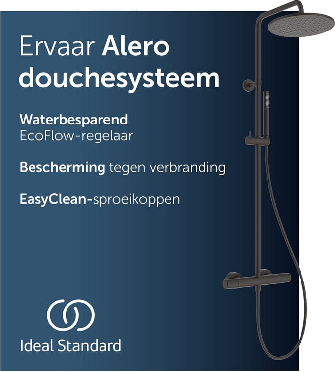 Ideal Standard Alero douchesysteem, waterbesparende doucheset – Matzwart