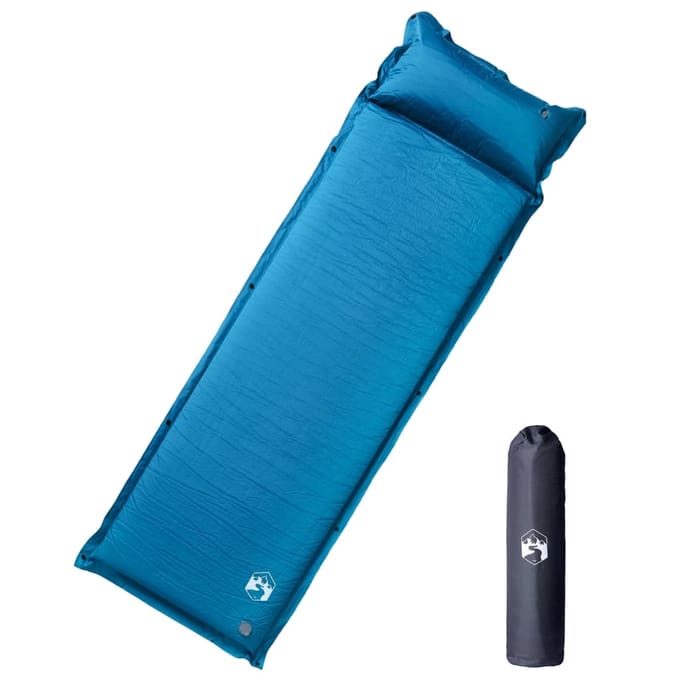 vidaXL - Kampeermatras - met - kussen - zelfopblazend - 1-persoons - turquoise