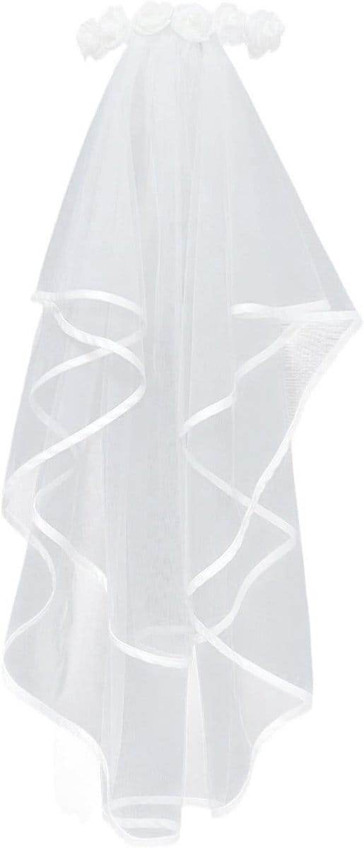 Bruiloftssluier - Bruidsaccessoire - Feestelijke Aankleding - Met Rozen - Kort - Wit