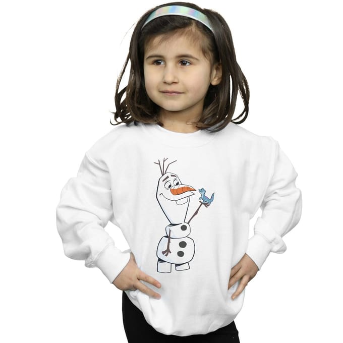 Disney Meisjes Frozen 2 Olaf en Salamander Sweatshirt (Wit)