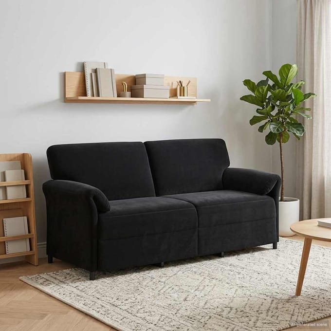 vidaXL - 3-Zits - Sofa - Zwart - 198 - x - 83 - x - 95 - cm - Fluweel