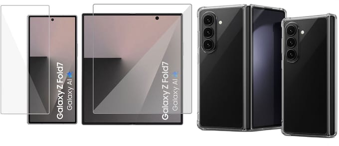 TechNow Hoesje + Screenprotector geschikt voor Samsung Galaxy Z Fold 7 Hoesje Screenprotector - Extreme Shock Case Transparant
