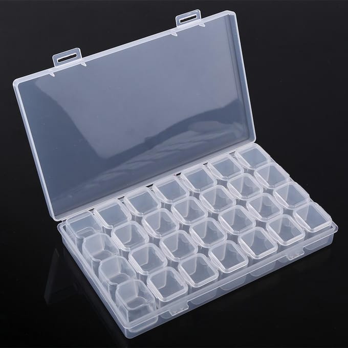 Transparante Plastic 28 Vakjes Verstelbare Tablet Medicijn Pil Sieraden Opberg Organizer Doos Container white