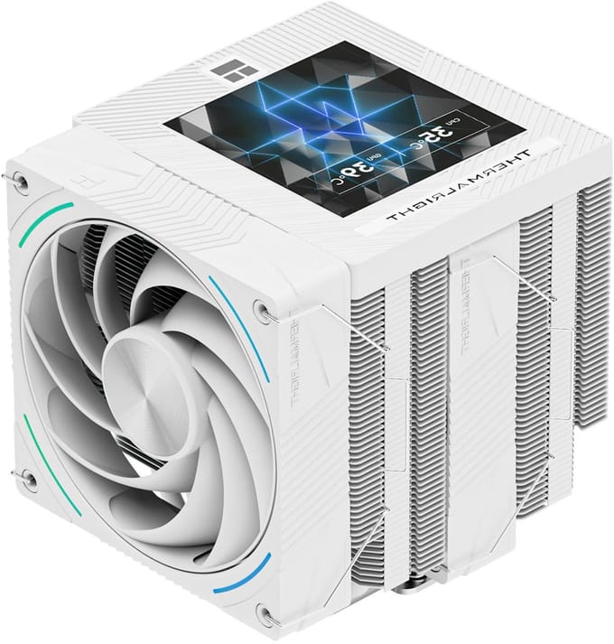 CPU Koeler - Processor Ventilator - PC Componenten - Met LCD Scherm - 160mm Hoog - Wit