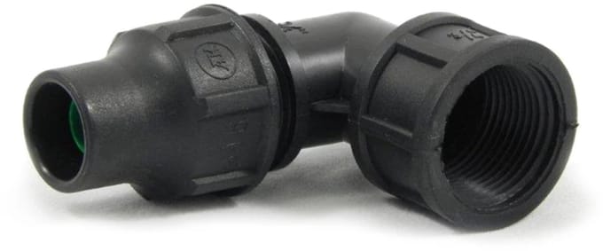 Draad knie 90° voor druppelslang PE - 16mm x 3/4”