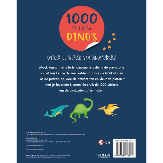 Boek Stickerboek 1000 Stickers Dino's