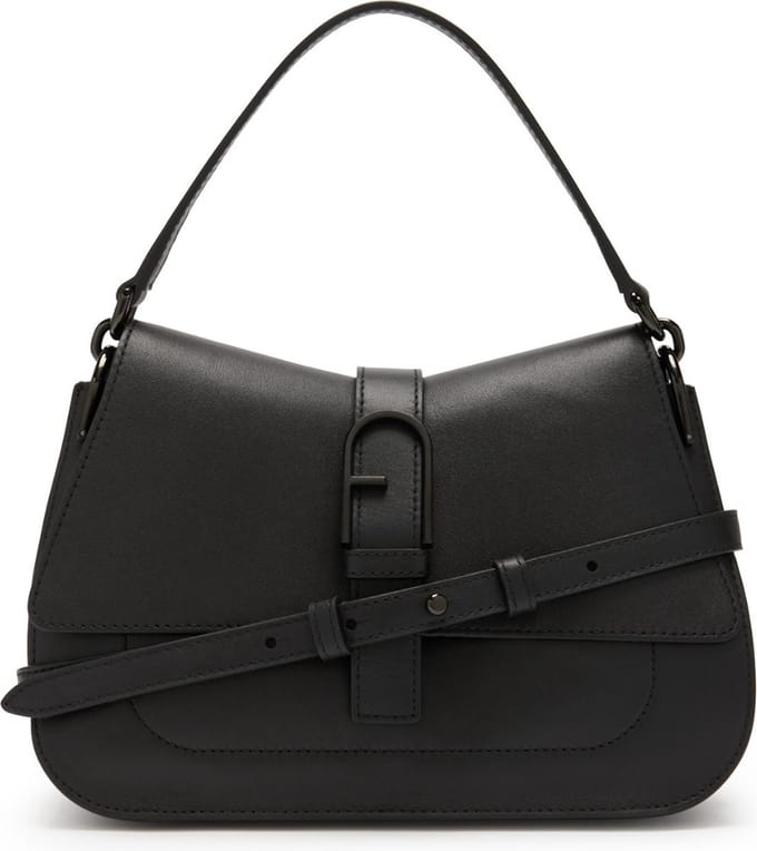 FURLA Leren Schoudertas Flow Top Handle Nero Zwart