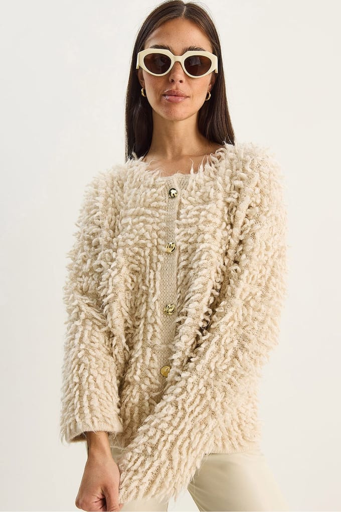 Gestructureerde Knopen Cardigan